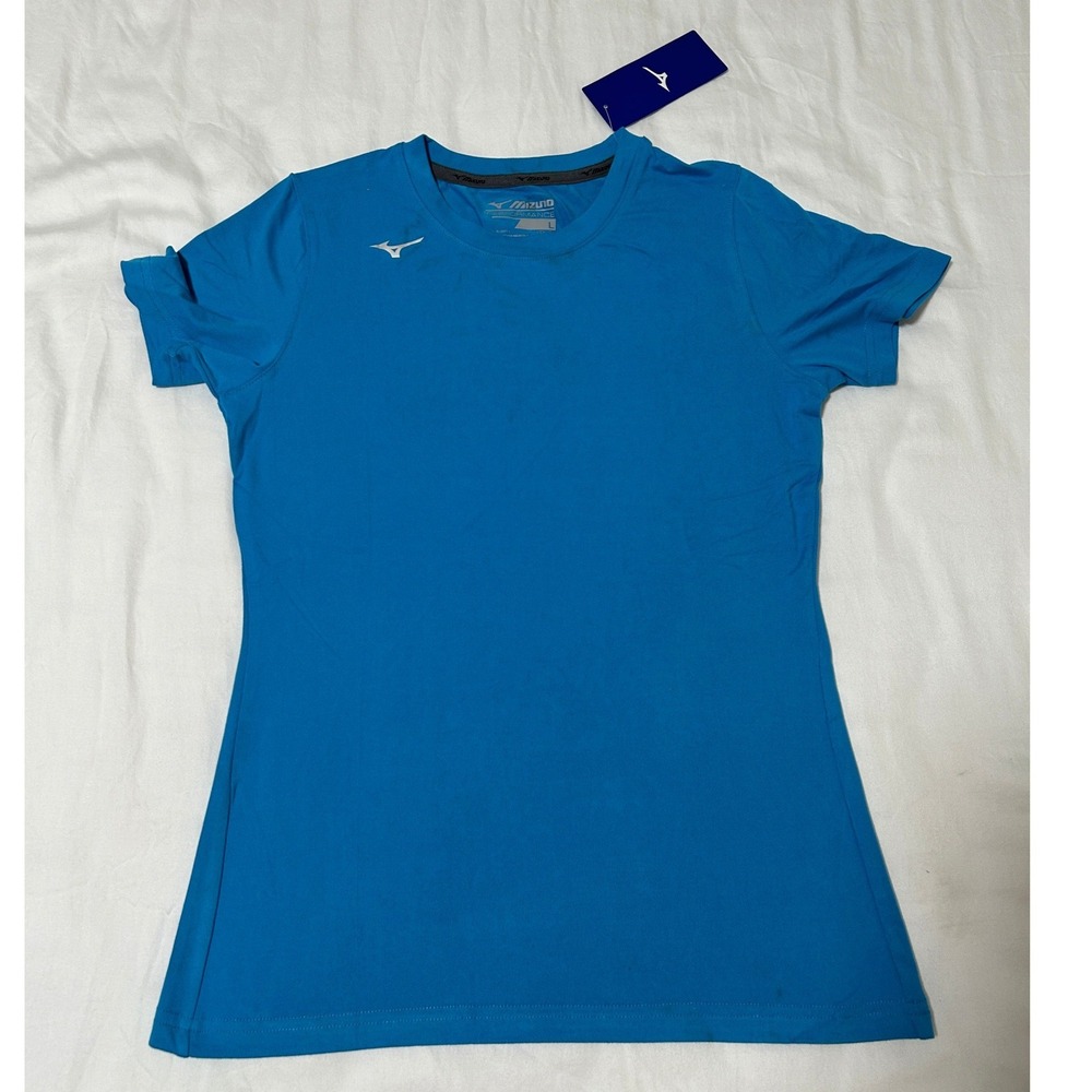 Mizuno Youth Attack Tee 2.0 Diva Blue Athletic Shirt Size Large Big Kids NEW